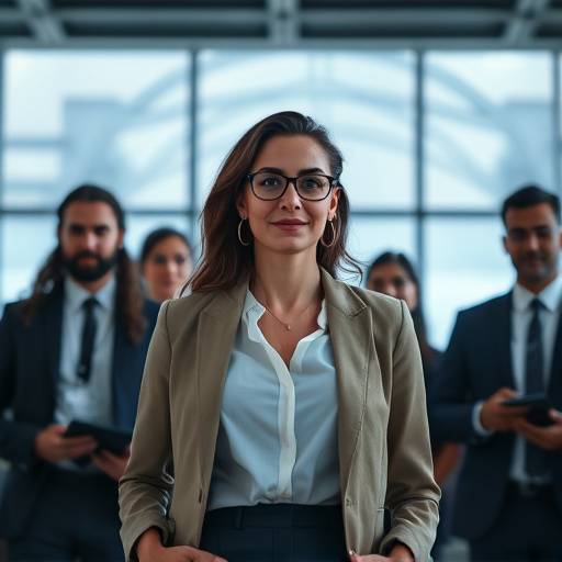 Una donna che guida un team con fiducia e determinazione