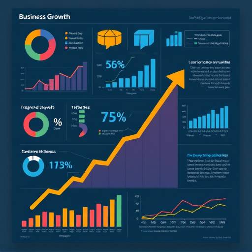 Visualizzazione di dati che mostrano la crescita del business